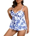 thumbnail image 1 of Women Swimsuits Plus Size New Printing Swimsuit Comfortable Loose Bikini Swim Tops and Bottoms Fashion Swimsuits Light Blue 0XL, 1 of 8