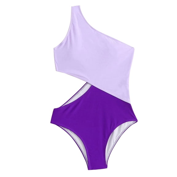 Women Swimsuits Solid Color One Piece Beach Bikini Swimsuit,Purple,L