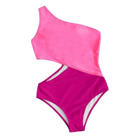 Women Swimsuits Solid Color One Piece Beach Bikini Swimsuit,Red,XL