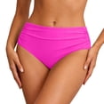 thumbnail image 1 of Women Swimwear Bottoms Elastic Waist Swim Briefs Solid Color High Waist Ruched Hot Pink,2Xl, 1 of 4