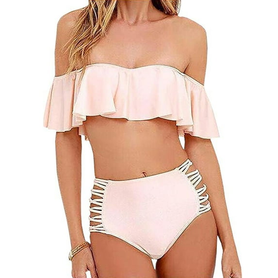 Women Swimwear High Waist Bikini Tops & Triangle Bottom Set Push-Up Swimsuit Bathing Suit New Style