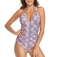 thumbnail image 1 of Women Swimwear One-Piece Padded Plus Size Overlay Print Bikini Swimsuit, 1 of 9