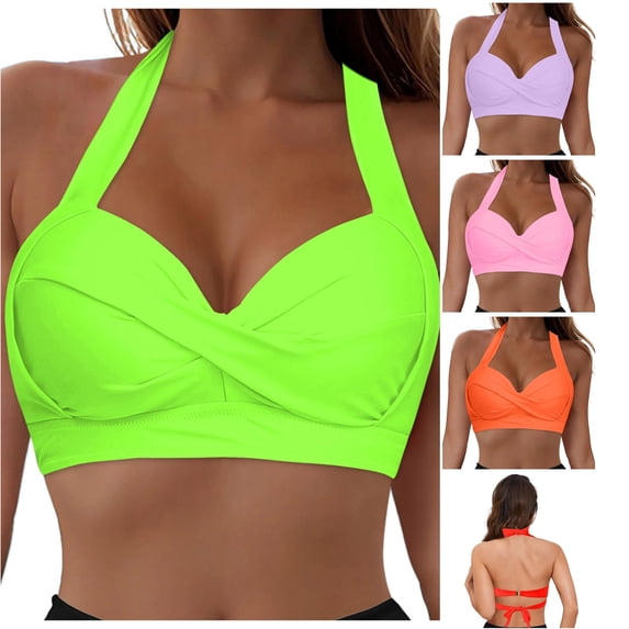 Women Swimwear Tops Underwire Full Coverage Bikini Top Push up Swim Crop Top Tie Back Bathing Suit Tops Wax Bikini Seamless Bikini Underwear for Women Full Coverage Bikini Bottom French Cut