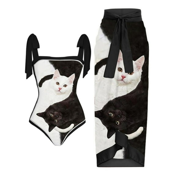 Women Swimwear With Cover Up Vintage Printed Swimsuit Monokini Bikini Swimsuits Tankini Set Comfy Swim Wear