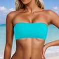 thumbnail image 1 of Women Swimwears Bikini Top Solid Color Tankini Swimsuit Adjustable Straps Removable Bandeau Bikini Top Swimwear For Beach Pool Mint Green XL, 1 of 8