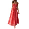 thumbnail image 1 of Women Swing Tiered Maxi Dress Sleeveless Spaghetti Strap Cut Out Bodycon Long Dresses Backless Flowy Party Beach Dress, 1 of 7