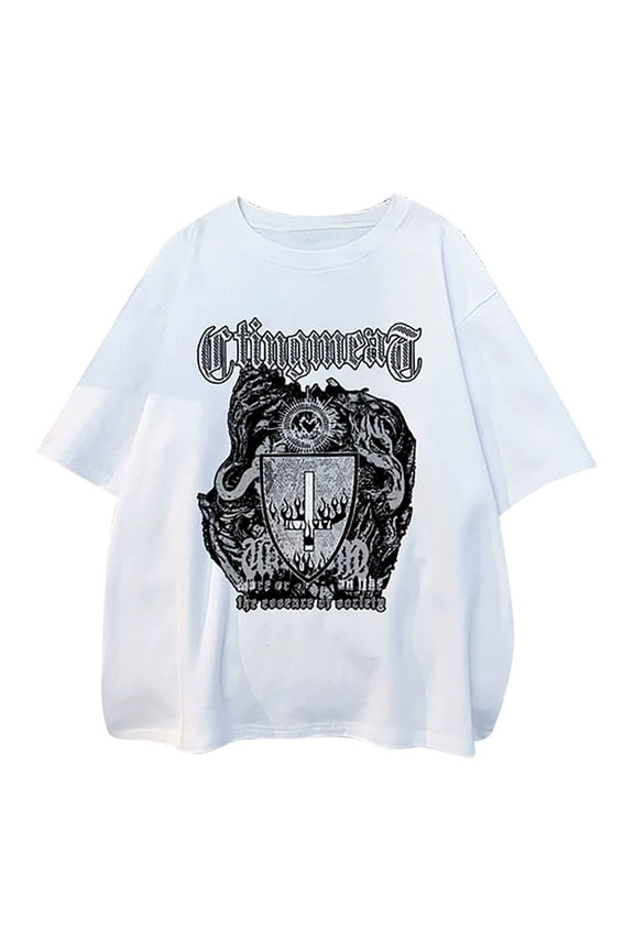 Women T Shirt Alt Graphic Dark Academia Oversized Baggy Clothes Lightweight Outfits 2026 White M