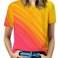 thumbnail image 1 of Women T Shirt Bright Striped O Neck T-Shirts Short Sleeve Lines Print Elegant Graphic Tshirt Casual Clothing 4XL XL 6XL, 1 of 7
