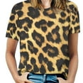 thumbnail image 1 of Women T-Shirt Classic Leopard O Neck T-Shirts Short-Sleeve Trendy Animal Print Design Tshirt Casual Clothing Big Size XL, 1 of 7
