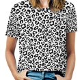 thumbnail image 1 of Women T-Shirt Classic Leopard O Neck T-Shirts Short-Sleeve Trendy Animal Print Design Tshirt Casual Clothing Big Size XL, 1 of 7