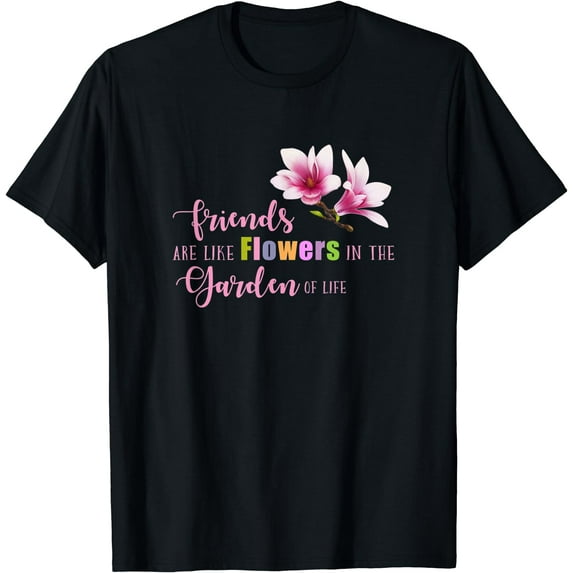 Women T Shirt Cute Best Friend Friendship Flower Girls T-Shirt Black 2X-Large