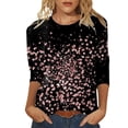 thumbnail image 1 of Women T-Shirt Fashion Three Quarter Sleeve Leisure Crew Neck T-Shirt Casual Printed T-Shirt Tops, 1 of 4