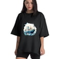thumbnail image 1 of Women T Shirt Graphic Tee Summer Tops Half Sleeve Loose Drop Shoulder Vintage Shirts Streetwear Sweat Casual Tees XS, 1 of 5