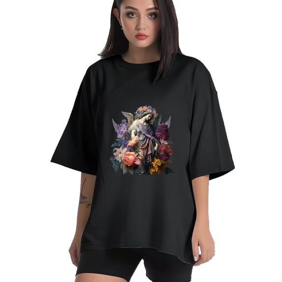 Women T Shirt Graphic Tee Summer Tops Half Sleeve Loose Drop Shoulder Vintage Shirts Streetwear Sweat Casual Tees XS