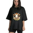 thumbnail image 1 of Women T Shirt Graphic Tee Summer Tops Half Sleeve Loose Drop Shoulder Vintage Shirts Streetwear Sweat Casual Tees XS, 1 of 1