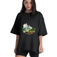 thumbnail image 1 of Women T Shirt Graphic Tee Summer Tops Half Sleeve Loose Drop Shoulder Vintage Shirts Streetwear Sweat Casual Tees XS, 1 of 5