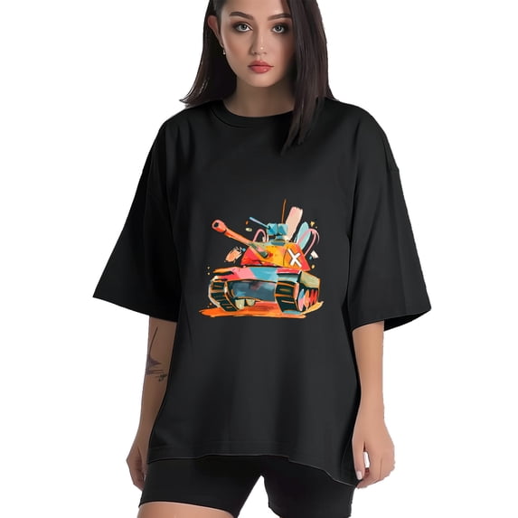 Women T Shirt Graphic Tee Summer Tops Half Sleeve Loose drop Shoulder Vintage Shirts Casual Shirt M