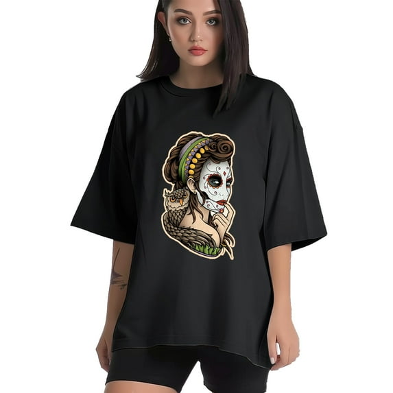 Women T Shirt Graphic Tee Summer Tops Half Sleeve Loose drop Shoulder Vintage Shirts Casual Shirt M
