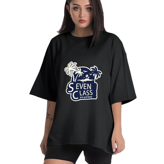 Women T Shirt Graphic Tee Summer Tops Half Sleeve Loose drop Shoulder Vintage Shirts Casual Shirt M
