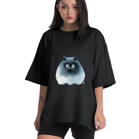 Women T Shirt Graphic Tee Summer Tops Half Sleeve Loose drop Shoulder Vintage Shirts Casual Shirt M