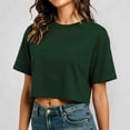 thumbnail image 1 of Women T Shirt Ladies Crew Neck Short Sleeve Solid Crop Tee Loose Fit Casual Sporty Summer Top, 1 of 6