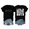 thumbnail image 1 of Women T Shirt Life Is Better With My Boys Letter Printed Boy Mama Shirts Cute Graphic Tees Casual Short Sleeve Tops Womens Workout Top Womens Tee Shirts Loose Fit Shirt Juniors Shirts for Women Womens, 1 of 4
