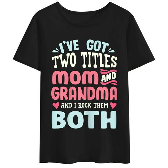 Women T-Shirt Mother's Day Funny Grandma Grandmother T-Shirt Casual Short Sleeve Round Neck Tops