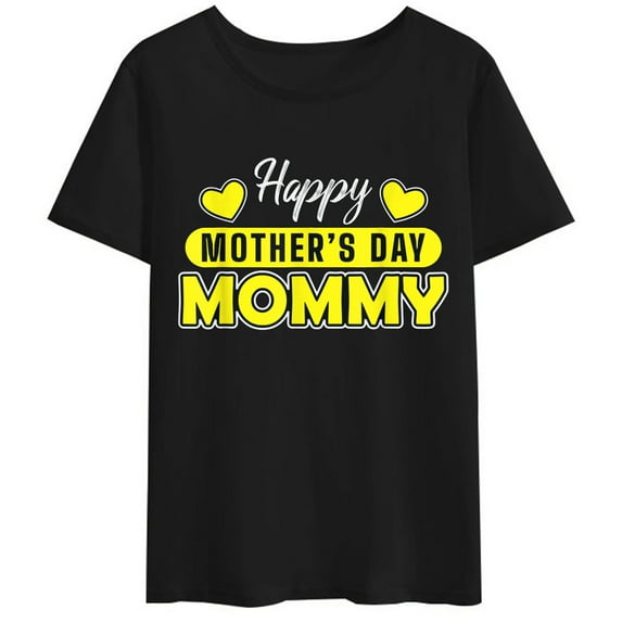 Women T-Shirt Mother's Day Happy Mothers Day T-Shirt Casual Short Sleeve Round Neck Tops