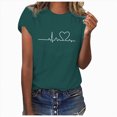 thumbnail image 1 of Women T-Shirt Printed Casual Fashion Soild Color Short Sleeve Tops, 1 of 3