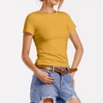 thumbnail image 1 of Women T Shirt Slim Fit Basic Short Sleeve T Shirt Womens Spring Tops Orange S, 1 of 6