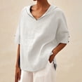 thumbnail image 1 of Women T Shirt Solid Color Linen Loose Top T Shirt Womens Tops Dressy Casual White XXL, 1 of 5