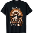 thumbnail image 1 of Women T-Shirt Teaching Kindness Is My Jam Pride Black Hand Teacher T-Shirt Casual Short Sleeve Round Neck Tops, 1 of 4