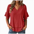 thumbnail image 1 of Women T-Shirt Top Summer Cute Button Tee Loose Fit Daily Wear Tops, 1 of 1