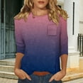 thumbnail image 1 of Women T Shirts 3/4 Length Sleeve Womens Tops Casual Loose Fit Crewneck T Shirts Cute Solid Three Quarter Length Tunic Tops,Purple Women Blending Shirts M, 1 of 5