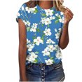 thumbnail image 1 of Women T-Shirts Women 2025 Clothes Summer Womens Black Tops Dressy Casual Crewneck Blouses for Women Summer Graphic Tees for Women, 1 of 5