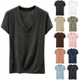 thumbnail image 1 of Women T Shirts Women Fashionable V Neck Short Sleeve T Shirt Light Blue XXXL, 1 of 3