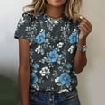 thumbnail image 1 of Women T Shirts Womens Shirts Trendy Ladies Summer Tee Woman Tee Shirt Tshirt for Women Casual Tees Women Trendy Fashionable Women's Casual Pullover Printed Short Sleeved Round Neck Blouse Top, 1 of 5