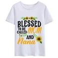 thumbnail image 1 of Women T-shirt Blessed To Be Called Mom And Nana Letter Printed Casual T-shirts Short Sleeve Round Neck Tops, 1 of 4