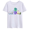 thumbnail image 1 of Women T-shirt Cute Aloha Hawaii Pineapple Mermaid Purple Girl Women Tshirt Casual Short Sleeve Round Neck Tops, 1 of 4