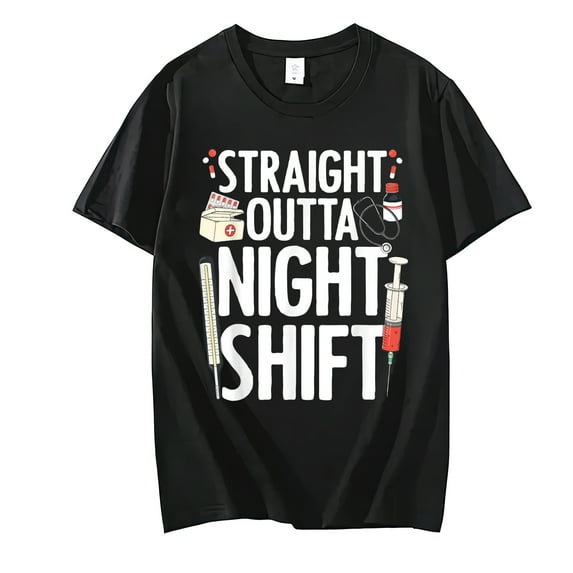 Women T-shirt Night Shift Nurse For Men Women Emergency Registered Nurse T-Shirt Casual Short Sleeve Round Neck Tops