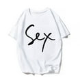 thumbnail image 1 of Women T-shirt Sex Letter Printed White Tshirt Casual Short Sleeve Funny Tee Female Harajuku T Shirt Tops, 1 of 3