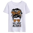 thumbnail image 1 of Women T-shirt Trendy Religious Holy Spirit Cool Mom Life Leopard Print T-Shirt Casual Short Sleeve Round Neck Tops, 1 of 4