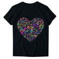 thumbnail image 1 of Women T-shirts Love Hearts Printed Short Sleeve Tops Crew Neck Tshirts Valentine's Day Shirts Casual Graphic Tees (L, Black 05), 1 of 4