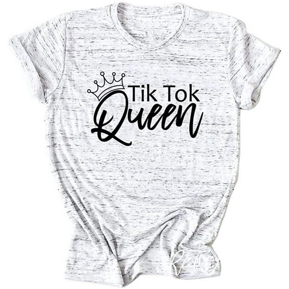 Women TIK Tok Queen Shirt Cute O-Neck Short Sleeve Tee Tops Blouse