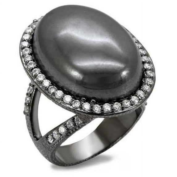 Women TIN Cobalt Black Brass Ring with Semi-Precious in Jet - Size 6