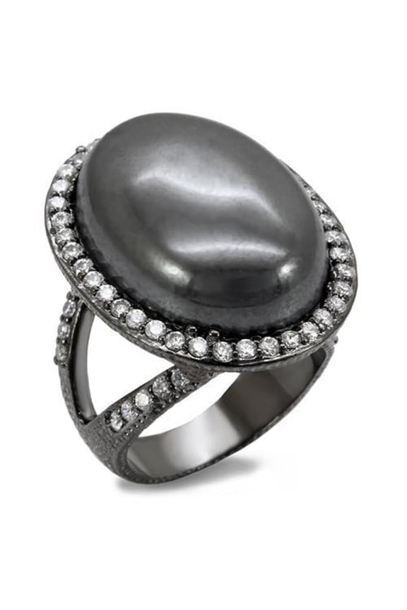 Women TIN Cobalt Black Brass Ring with Semi-Precious in Jet - Size 8