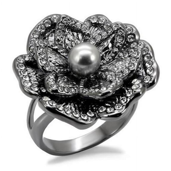 Women TIN Cobalt Black Brass Ring with Synthetic in Light Gray - Size 10