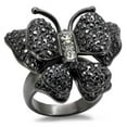 thumbnail image 1 of Women TIN Cobalt Black Brass Ring with Top Grade Crystal in Jet - Size 8, 1 of 1