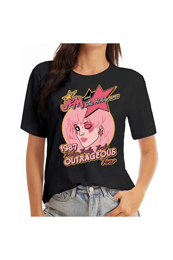 Women TV Show T-Shirt Gift Short Sleeve Shirts Black Large