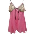 thumbnail image 1 of Women Tan Pink Heart Babydoll See Through Nightie Nightgown Lingerie Teddy Large, 1 of 1